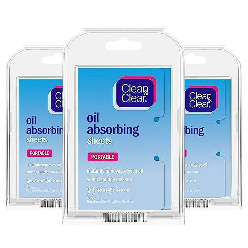 Clean & Clear Oil Absorbing Facial Sheets, Portable Blotting Papers for