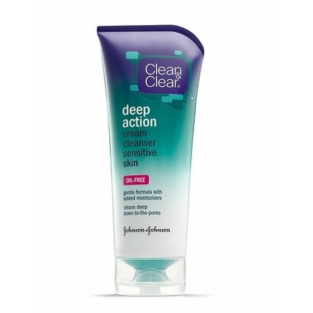 Clean & Clear Oil-Free Deep Action Cream Cleaner for Sensitive Skin, 6.5 Oz