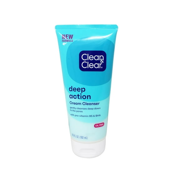 Clean & Clear Oil-Free Deep Action Cream Facial Cleanser, 6.5 oz