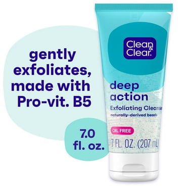 Clean Clear Oil-Free Deep Action Exfoliating Acne Face Scrub, Facial Cleanser and Wash, 7 oz