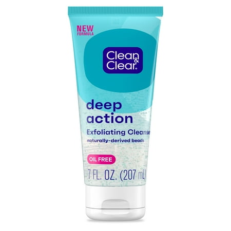 Clean Clear Oil-Free Deep Action Exfoliating Acne Face Wash, Facial Cleanser, 7oz