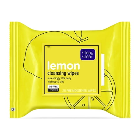 product image of Clean & Clear Oil-Free Lemon Face Cleanser Wipes with Vitamin C, 25 ct