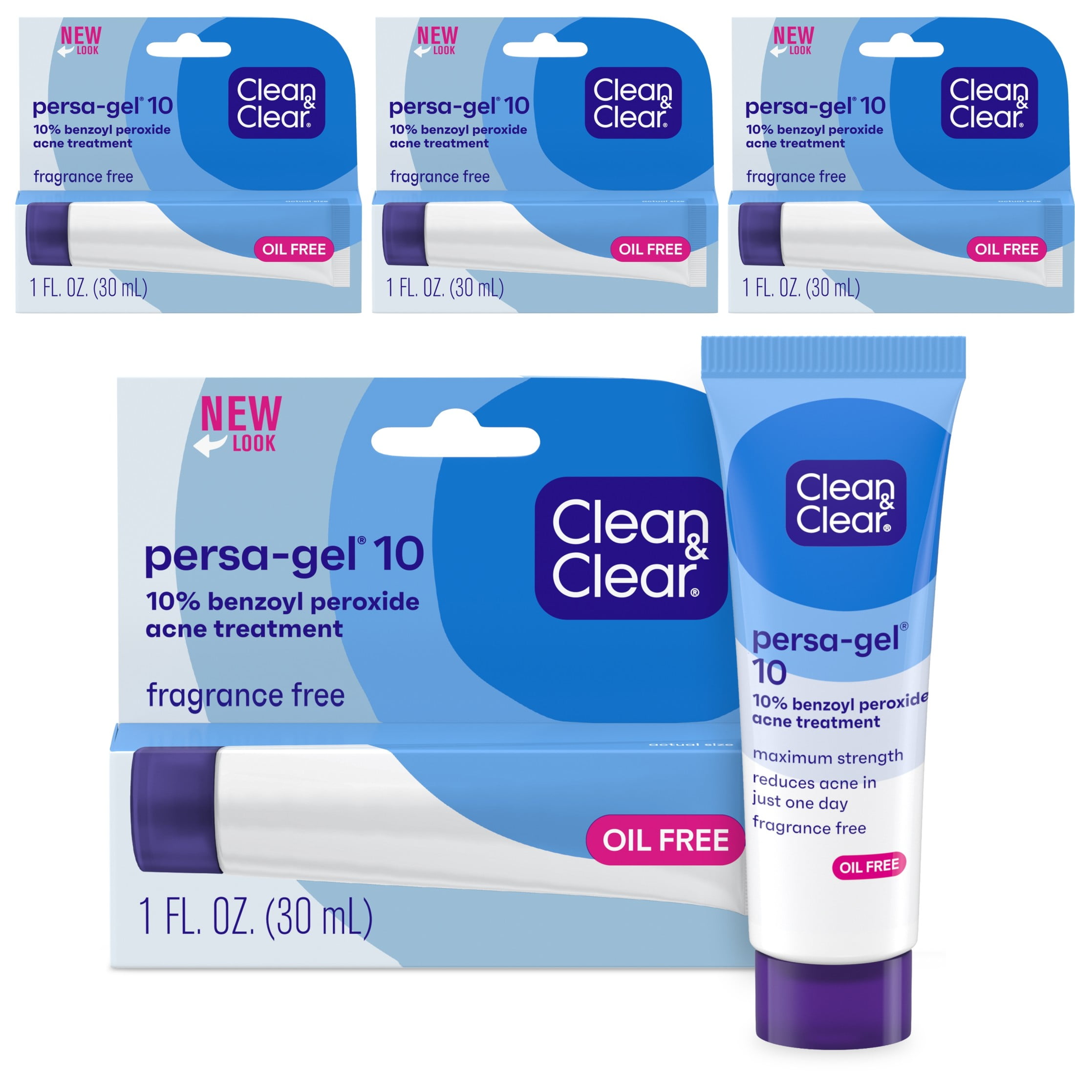 Clean & Clear Persa-Gel 10 Acne Gel, 10% Benzoyl Peroxide, 4 x 1