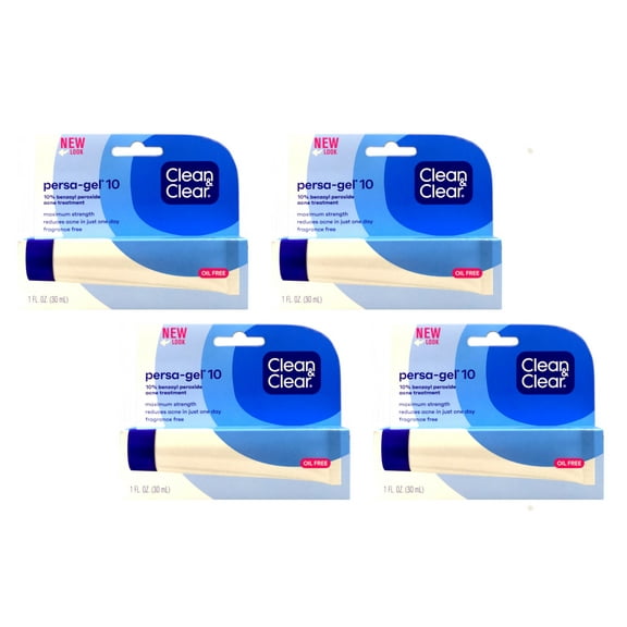 Clean & Clear Persa-Gel 10 Acne Med Treatment Max Strength, 1 oz, 4 Pack