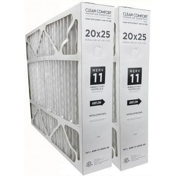 Clean Comfort AMP-11-2025-45 (2-Pack) - 20" x 25" x 4.5" Media Air Filter, MERV 11