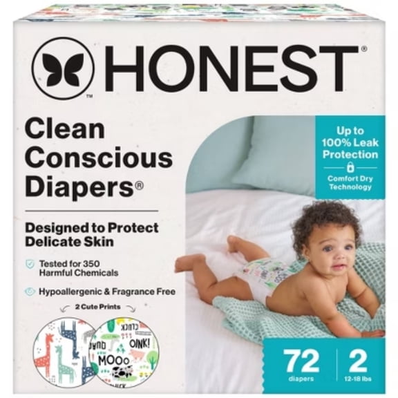 Clean Conscious Disposable Diapers - Super-absorbent, Eco-friendly, Soft, Improved Fit, Leak Protection