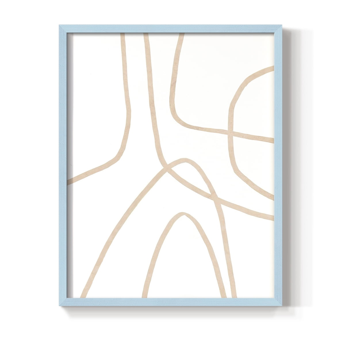 Clean Contour II Framed Print in Blue Solid Wood Framed Print No Nail Hanging