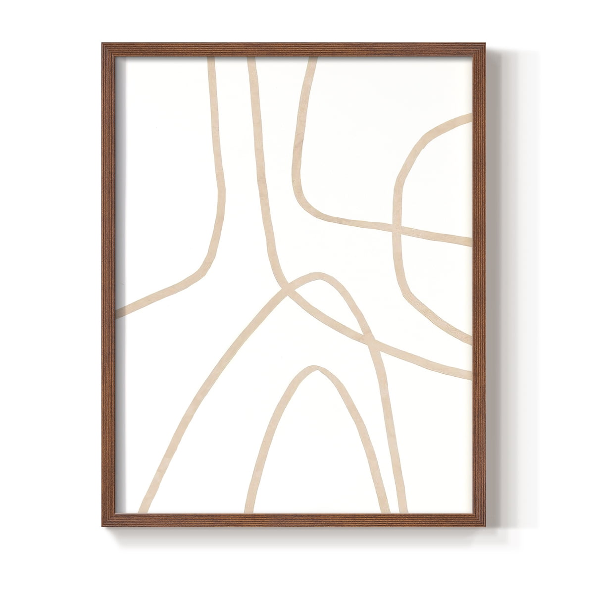Clean Contour II Framed Print in Brown Solid Wood Framed Print No Nail Hanging