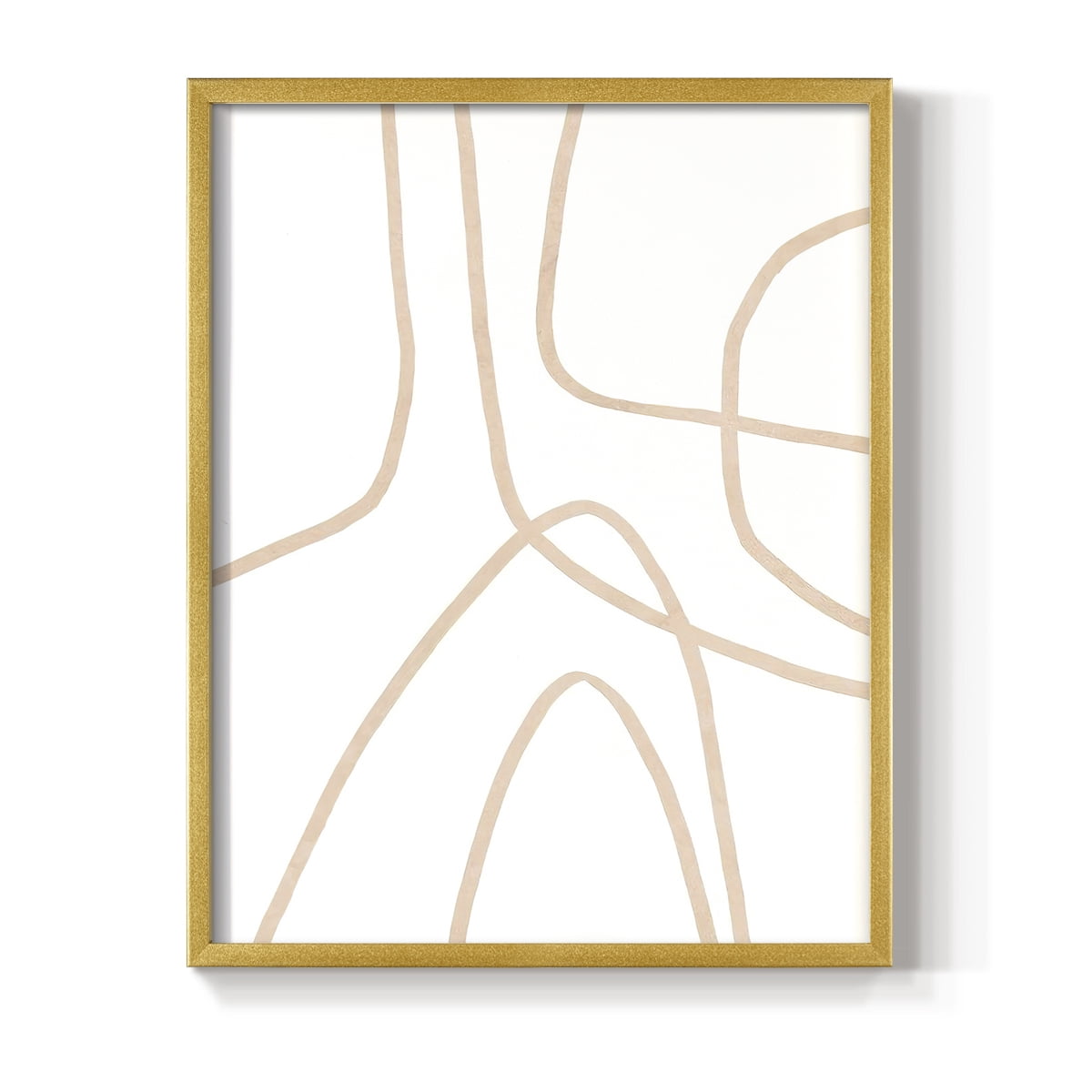 Clean Contour II Framed Print in Gold Solid Wood Framed Print No Nail Hanging