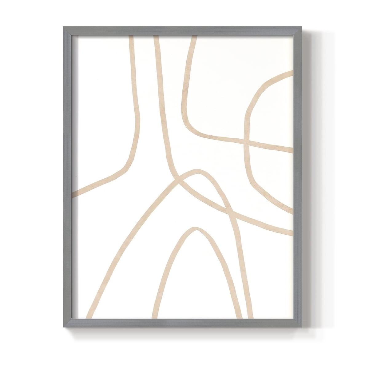 Clean Contour II Framed Print in Gray Solid Wood Framed Print No Nail Hanging