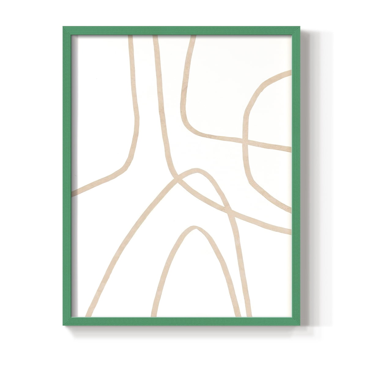 Clean Contour II Framed Print in Green Solid Wood Framed Print No Nail Hanging