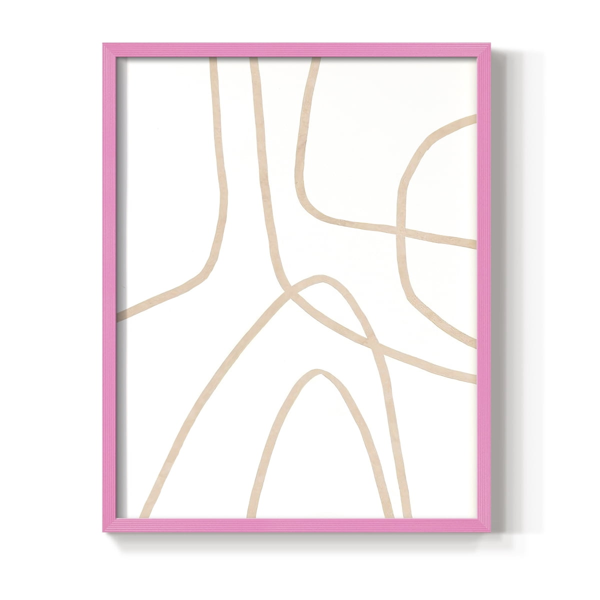 Clean Contour II Framed Print in Pink Solid Wood Framed Print No Nail Hanging