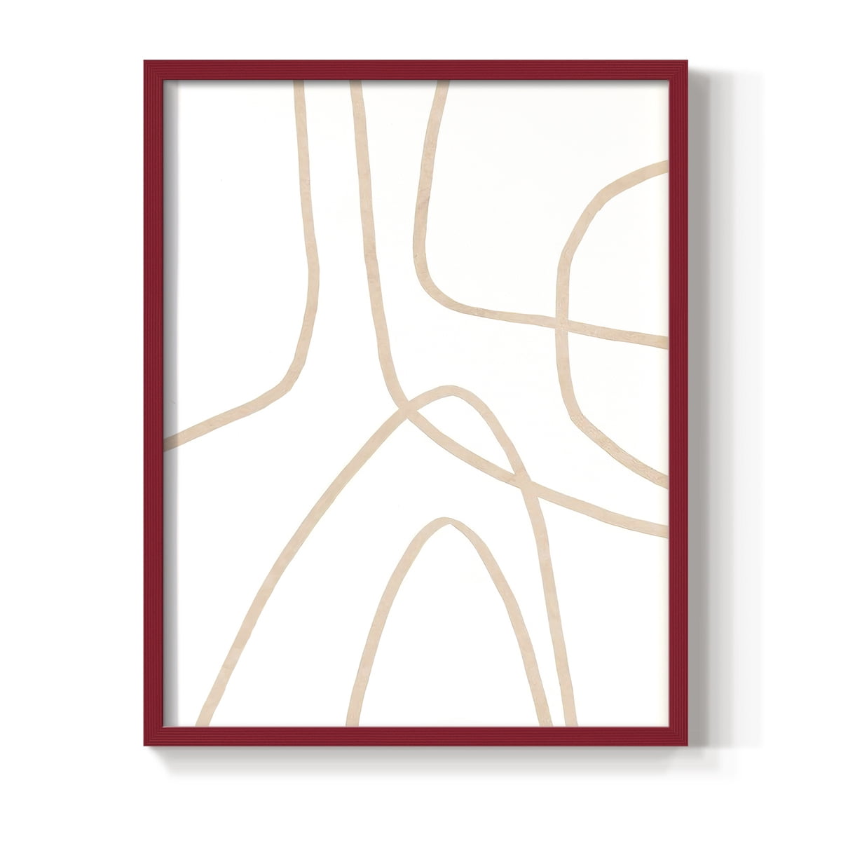 Clean Contour II Framed Print in Red Solid Wood Framed Print No Nail Hanging