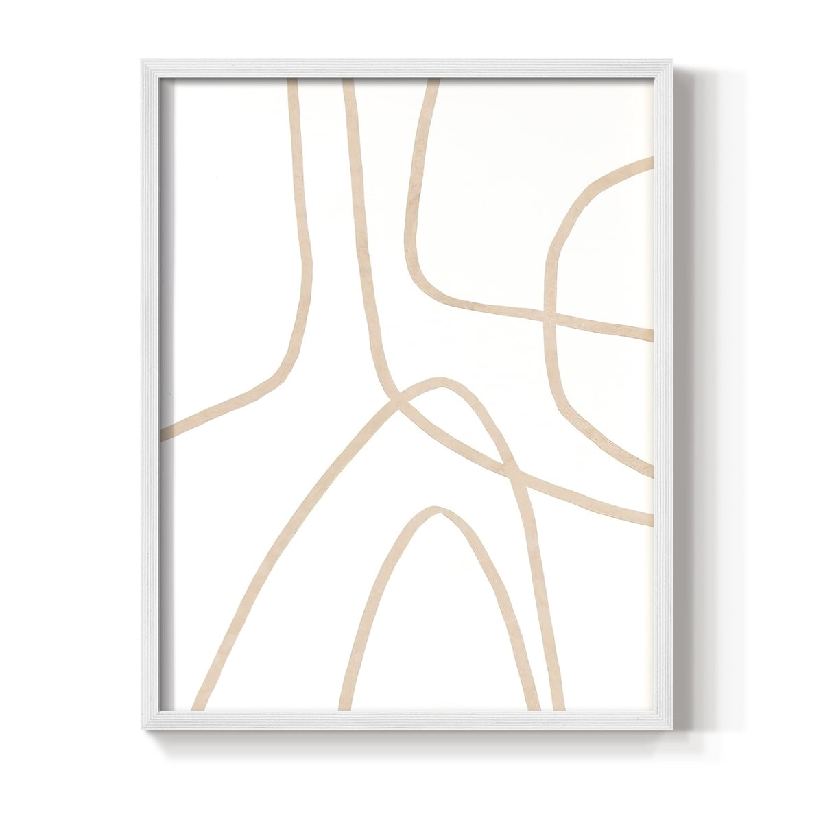 Clean Contour II Framed Print in White Solid Wood Framed Print No Nail Hanging