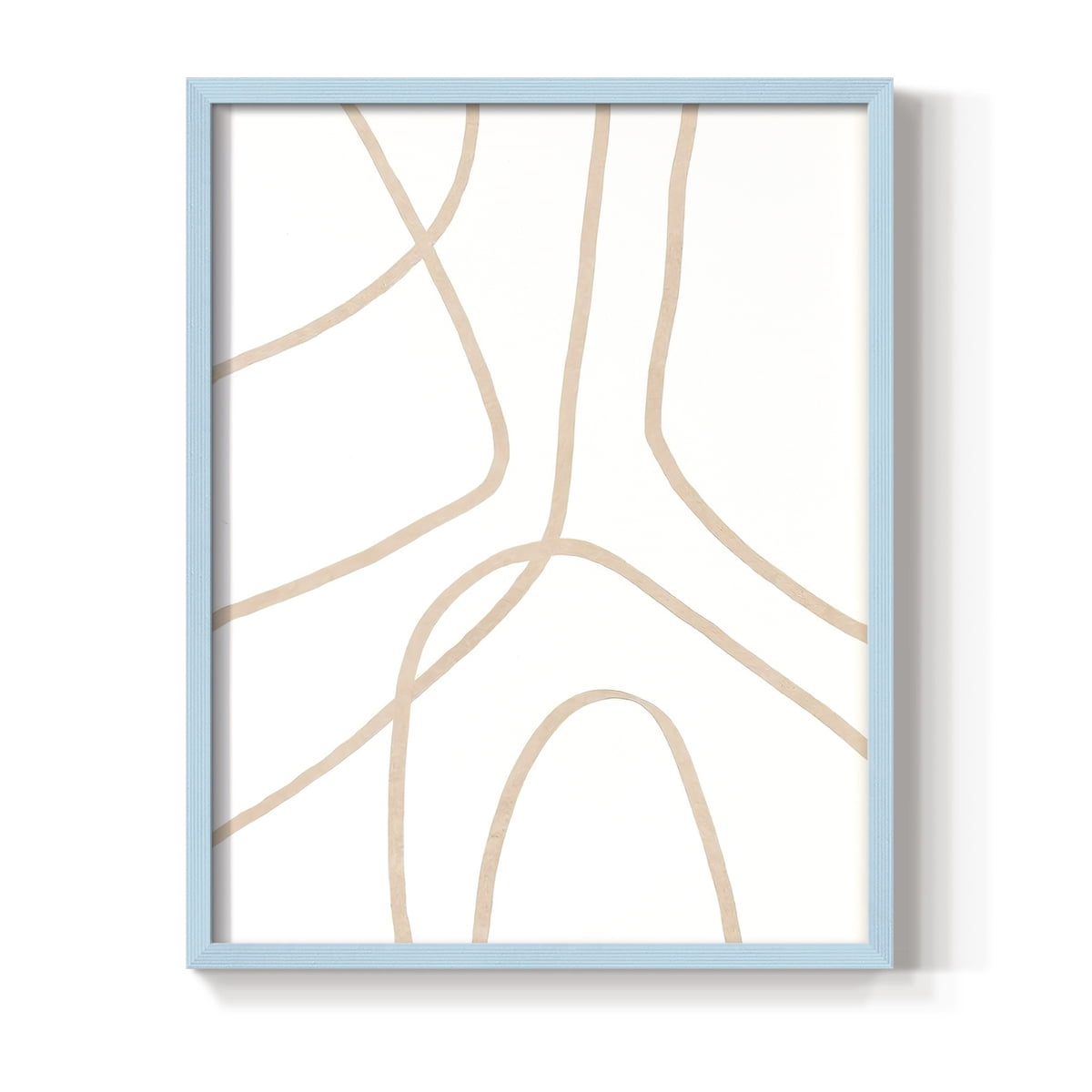 Clean Contour IV Framed Print in Blue Solid Wood Framed Print No Nail Hanging