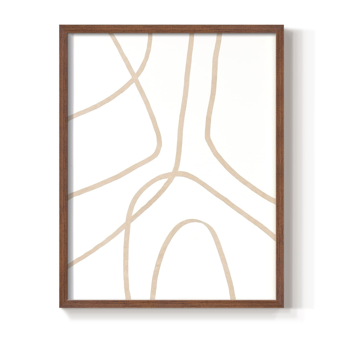 Clean Contour IV Framed Print in Brown Solid Wood Framed Print No Nail Hanging