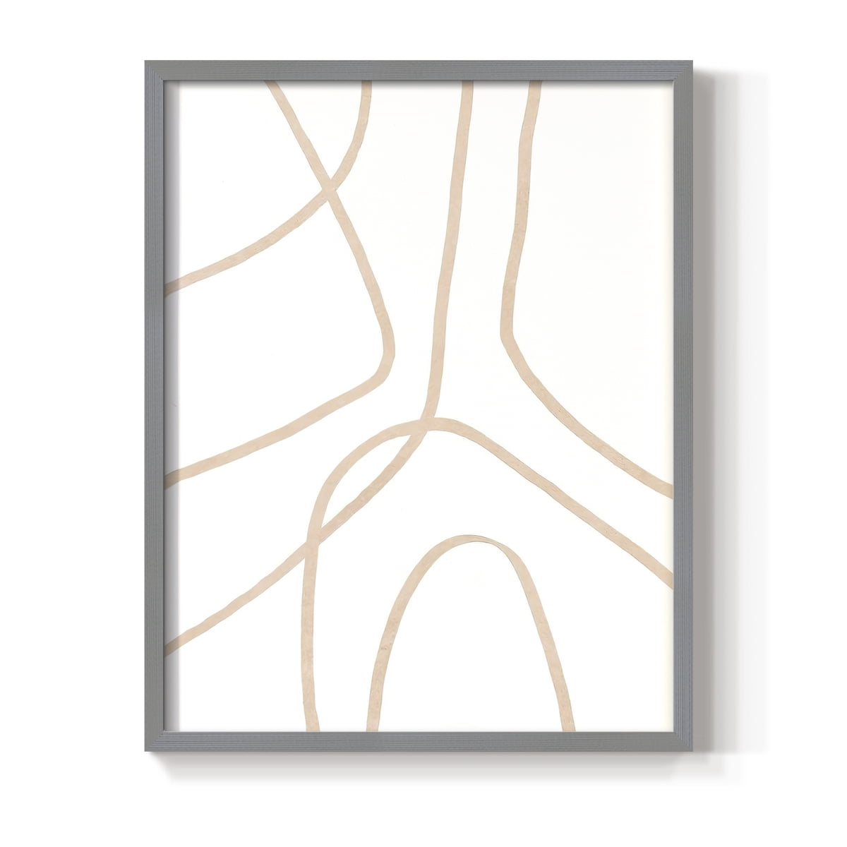 Clean Contour IV Framed Print in Gray Solid Wood Framed Print No Nail Hanging