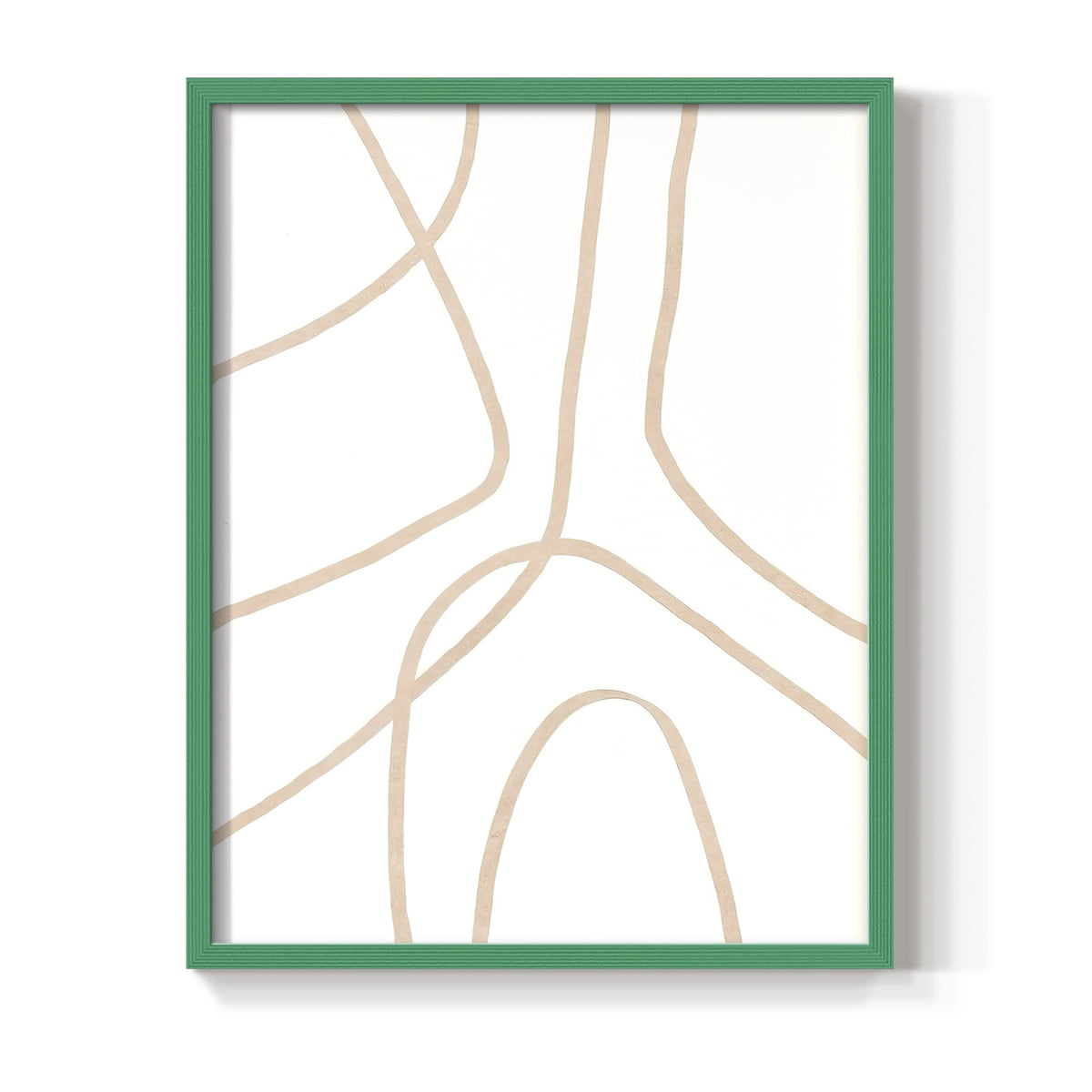 Clean Contour IV Framed Print in Green Solid Wood Framed Print No Nail Hanging