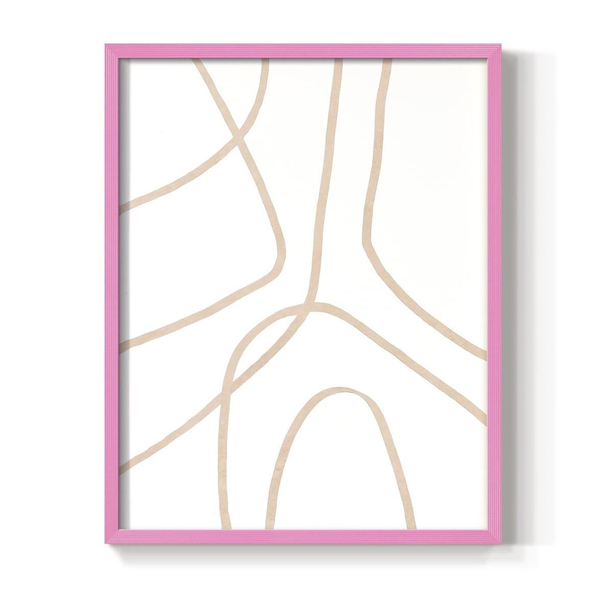 Clean Contour IV Framed Print in Pink Solid Wood Framed Print No Nail Hanging