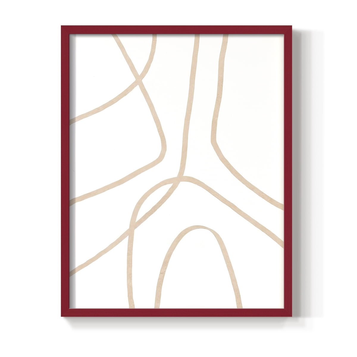 Clean Contour IV Framed Print in Red Solid Wood Framed Print No Nail Hanging
