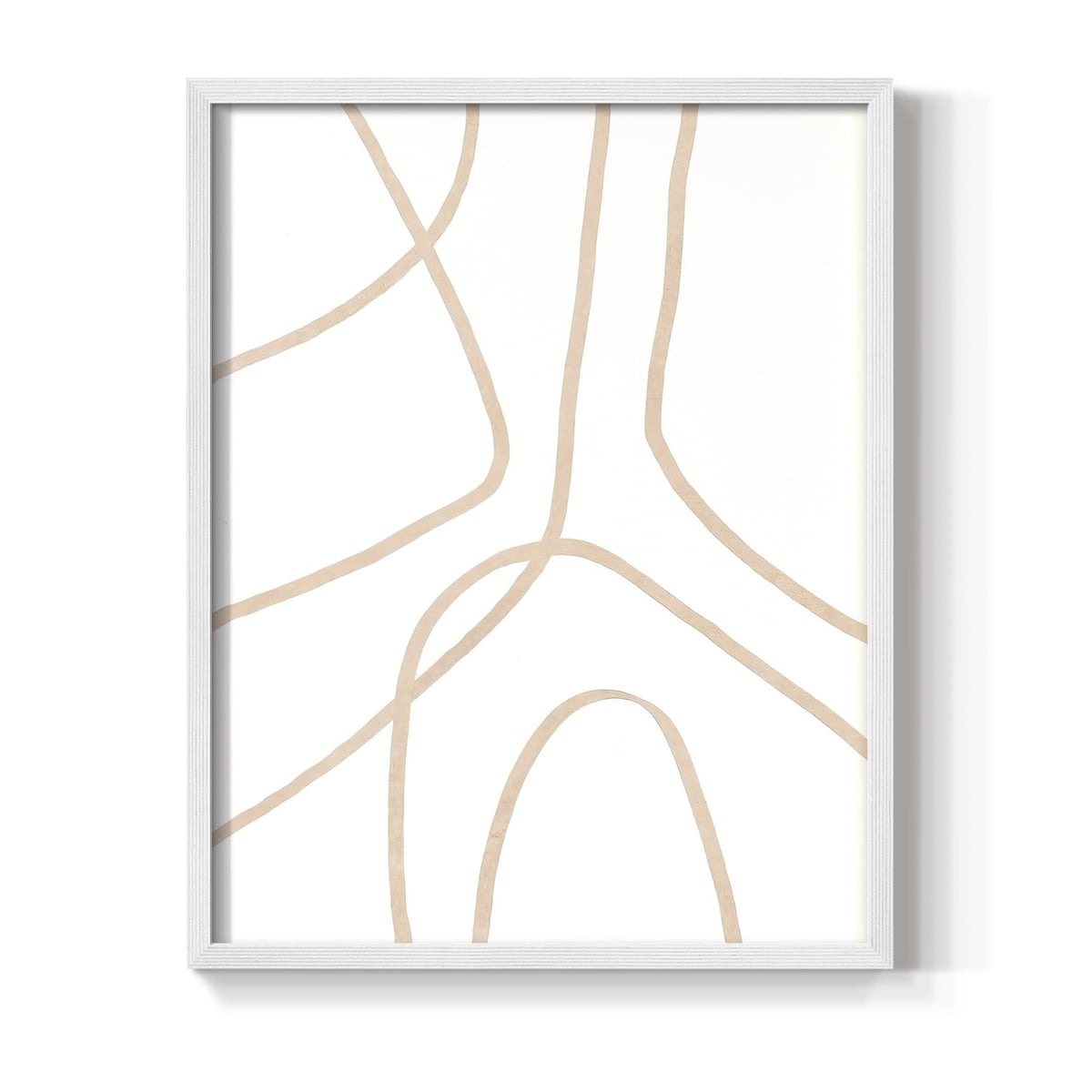 Clean Contour IV Framed Print in White Solid Wood Framed Print No Nail Hanging