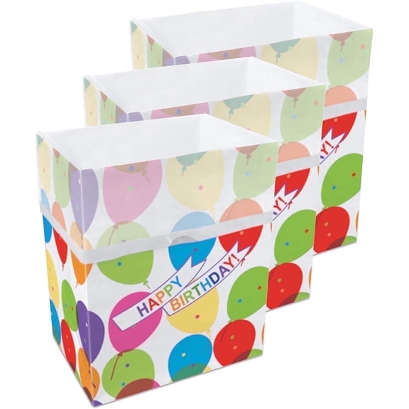 Clean Cubes 13-Gallon Pop-Up Trash Bins, 3-Pack, Birthday – Disposable, Collapsible, with Fitted Trash Bags
