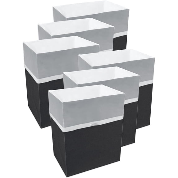 Clean Cubes 13-Gallon Pop-Up Trash Bins, 6-Pack, Black – Disposable, Collapsible, with Fitted Trash Bags