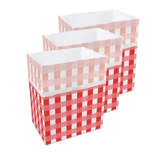 Clean Cubes 13-Gallon Pop-Up Trash Bins, 3-Pack, Picnic – Disposable, Collapsible, with Fitted Trash Bags
