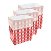 Clean Cubes 13 Gallon Disposable Household Recycled Paper Trash Cans, Picnic Pattern, 3 Pack