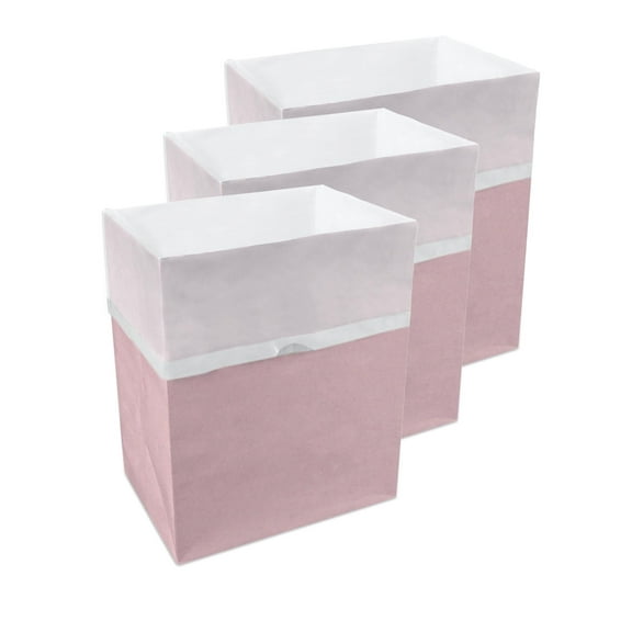 Clean Cubes 13-Gallon Pop-Up Trash Bins, 3-Pack, Pink – Disposable, Collapsible, with Fitted Trash Bags