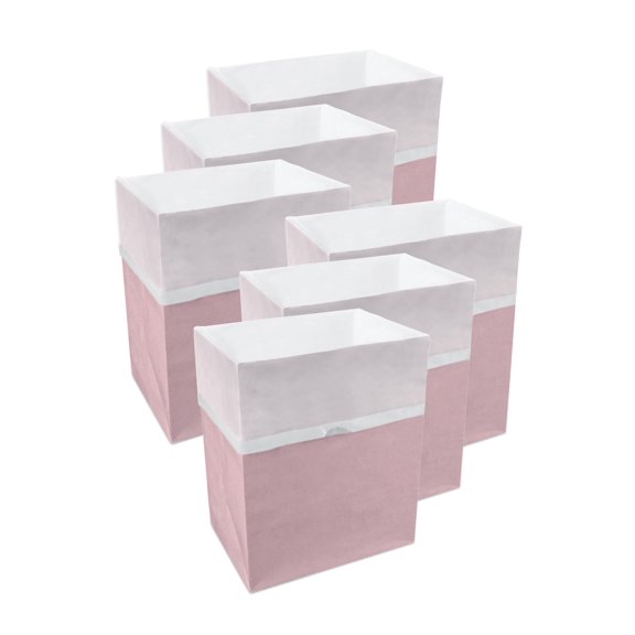 Clean Cubes 13-Gallon Pop-Up Trash Bins, 6-Pack, Pink – Disposable, Collapsible, with Fitted Trash Bags