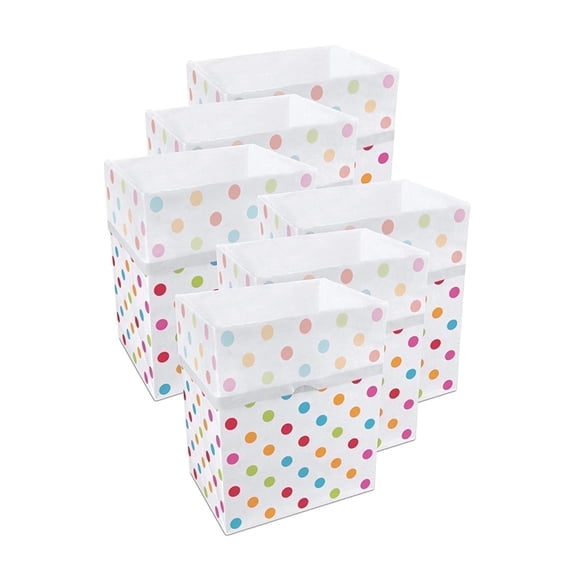Clean Cubes 13-Gallon Pop-Up Trash Bins, 6-Pack, Polka Dot – Disposable, Collapsible, with Fitted Trash Bags