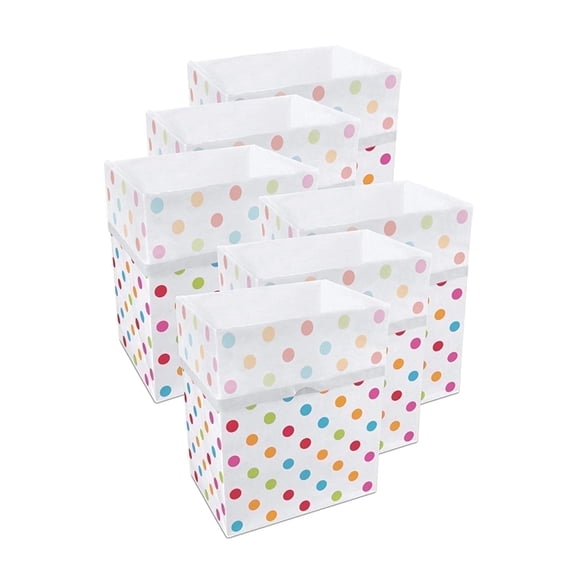 Clean Cubes 13-Gallon Pop-Up Trash Bins, 6-Pack, Polka Dot – Disposable, Collapsible, with Fitted Trash Bags