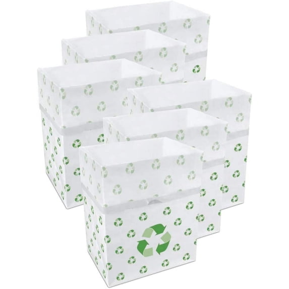 Clean Cubes 13-Gallon Pop-Up Trash Bins, 6-Pack, Recycle – Disposable, Collapsible, with Fitted Trash Bags