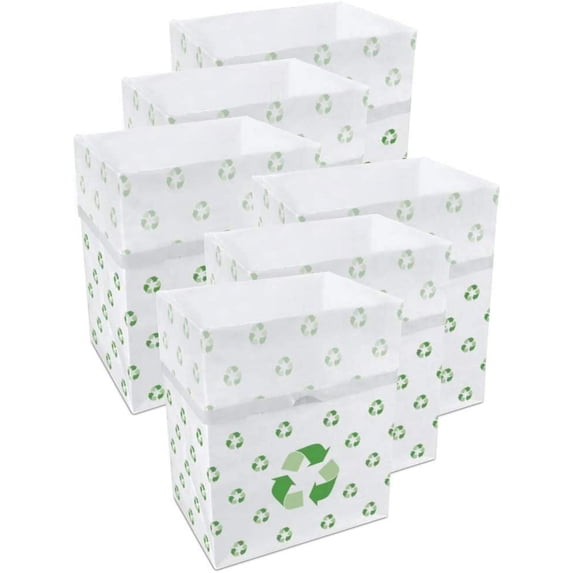 Clean Cubes 13-Gallon Pop-Up Trash Bins, 6-Pack, Recycle – Disposable, Collapsible, with Fitted Trash Bags