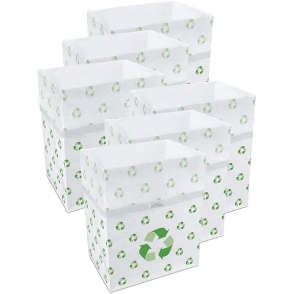 Clean Cubes 13-Gallon Pop-Up Trash Bins, 6-Pack, Recycle – Disposable, Collapsible, with Fitted Trash Bags