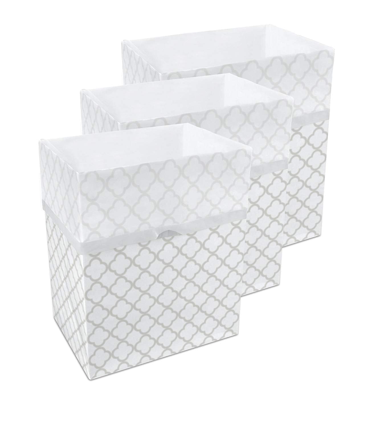 Trellis Patterned 13 Gallon Plastic Outdoor Trash Bins, 3-Pack