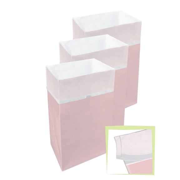 Clean Cubes Multi 30-Gallon Pop-Up Trash Bins, 3-Pack, Pink – Disposable, Collapsible, with Fitted Trash Bags