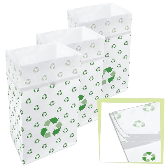 Clean Cubes Multi 30-Gallon Pop-Up Trash Bins, 3-Pack, Recycle – Disposable, Collapsible, with Fitted Trash Bags