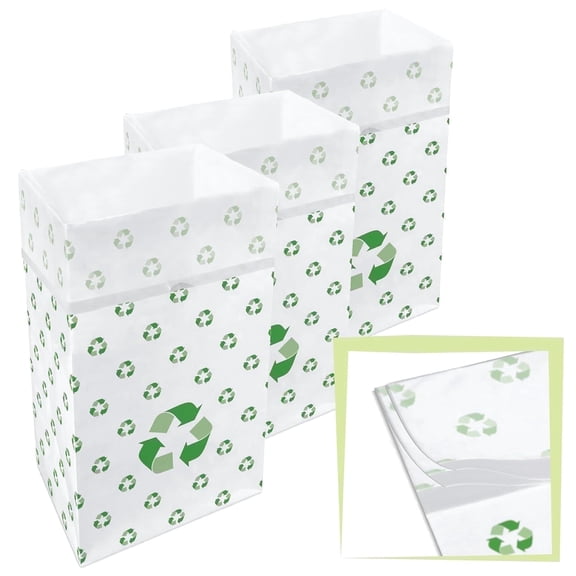 Clean Cubes Multi 30-Gallon Pop-Up Trash Bins, 3-Pack, Recycle – Disposable, Collapsible, with Fitted Trash Bags