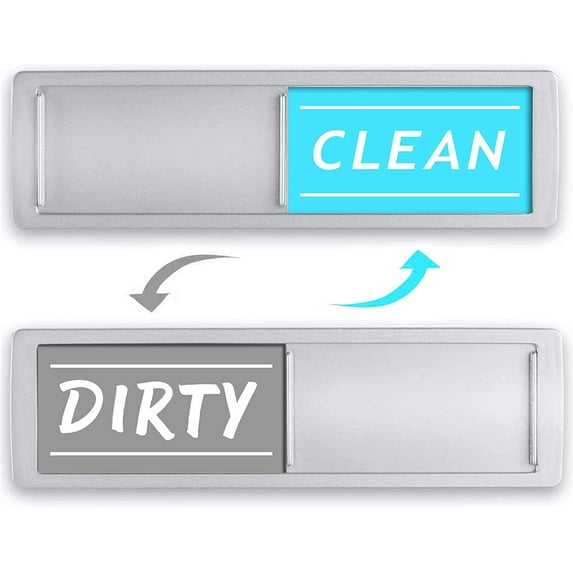 Clean Dirty Dishwasher Magnet - Non-Scratch Silver Signage Indicator for Kitchen Dishes with Clear, Bold & Colored Text - (Silver)