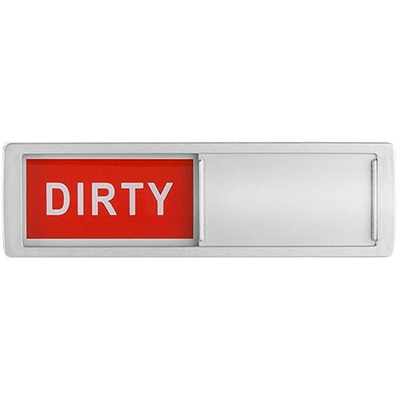 Clean Dirty Dishwasher Magnet Slider Indicator Sign, 3M Adhesive Plastic Toggle for All Dishwasher Surface, Silver 2-Side Alert for Home Office Kitchen & Dorm, Stop Double-Washing, 1X Indicator