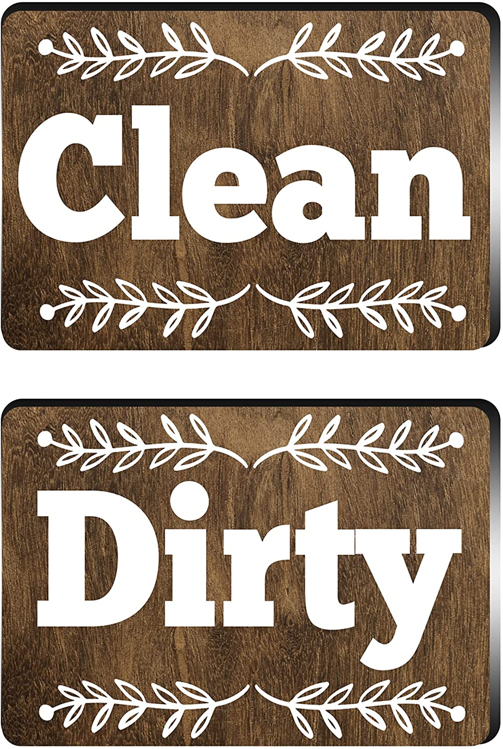 Clean Dirty Magnet for Dishwasher, 3.5 X 2.4 Clean Dirty Dishwasher  Magnets Sign with Adhesive Metal Plate to be Used on Non Metal Surface,  Reversible Double Sided Flip Indicator Kitchen Decoration 