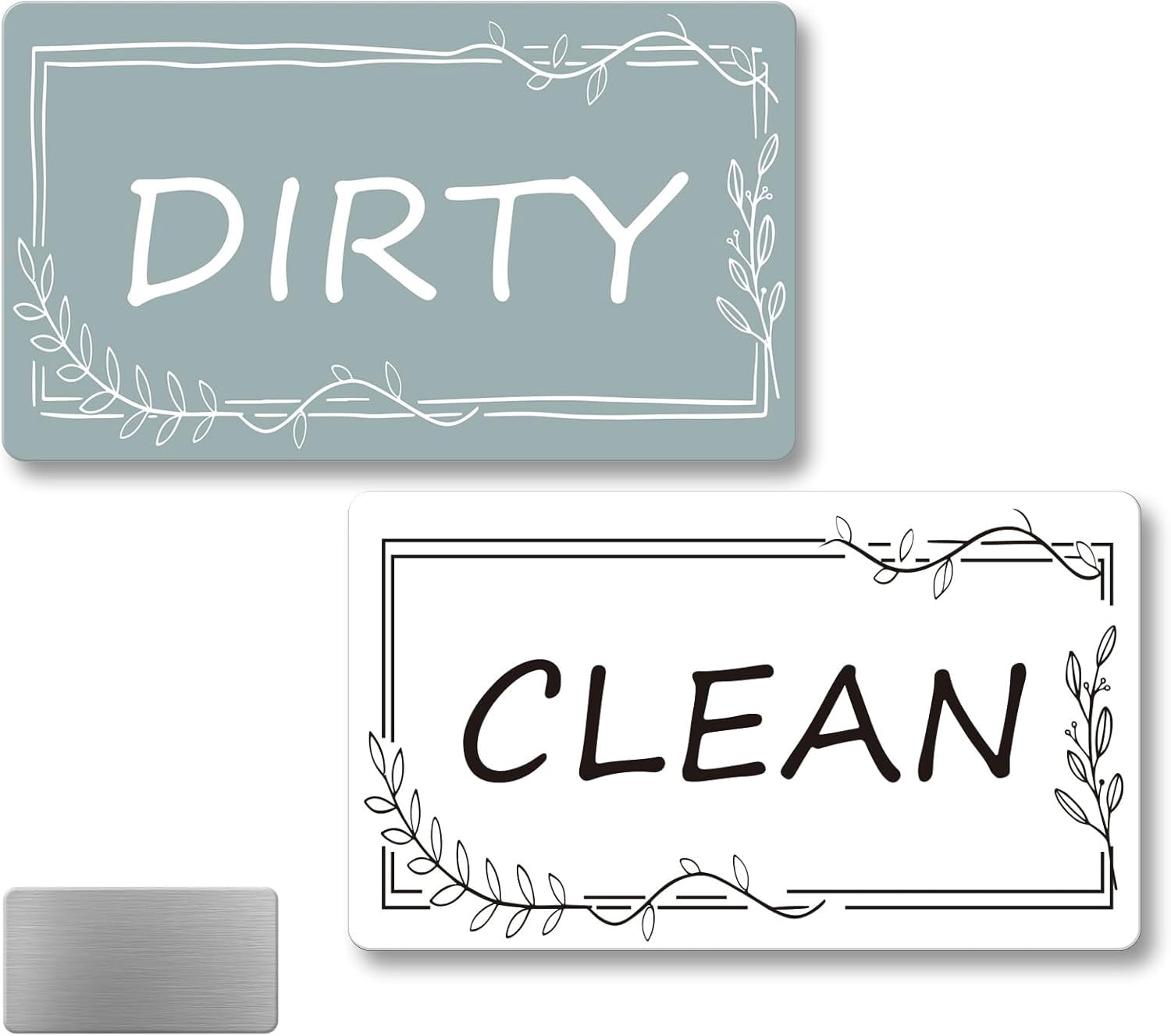 Clean Dirty Magnet for Dishwasher, Double-Sided Strong Dishwasher Clean Dirty Sign, Includes Adhesive Metal Plate, Dishwasher Magnet Clean Dirty Sign for All Dishwashers-Slate Blue & White