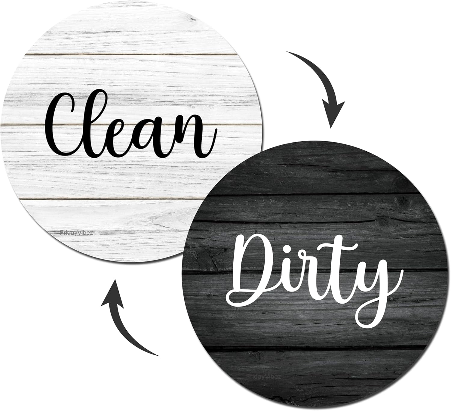 Clean Dirty Magnet for Dishwasher, Dishwasher Magnet Clean Dirty Sign for Dish Washer, 3.5 Inch Diameter Black and White Style
