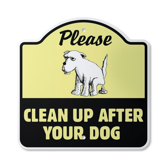Clean Up After Your Dog 12" X 12" Sign | Indoor/Outdoor Plastic | SignMission Designer Dog Pet No Poop Crap Pick Warning Pick-Up Novelty Gift Funny Joke Gag Road Garage