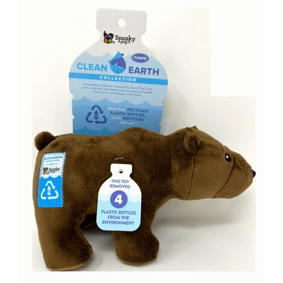 Spunky Pup Clean Earth Plush Bear Made from 100% Recycled Water Bottles Small,Brown,7262 Bear Small