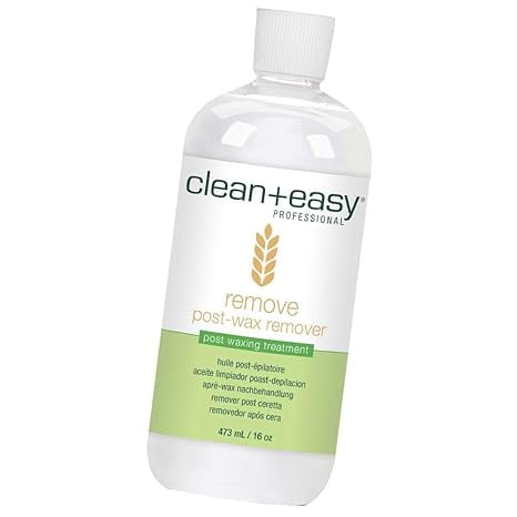 Clean + Easy After Wax Remover After Wax Care Oil with Wheat Germ, Post Waxing Cleanser for Skin & Wax Residue, 16 oz