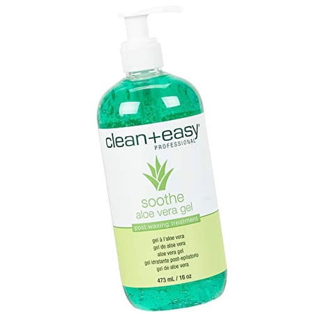 Clean + Easy Soothe Aloe Vera Gel Post Waxing Treatment, Calms and Soothes Irritated Skin After Waxing, Non-greasy and Gets Rid Of Excess Wax Residue, 16 oz