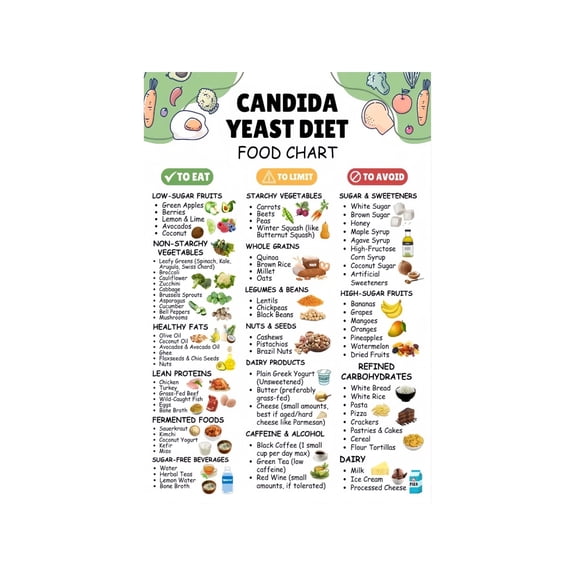 Clean Eating Food List Poster Yeast Free Low Mold Nutrition Reference Chart Printable Kitchen Wall Chart for Pantry Grocery and Meal Prep